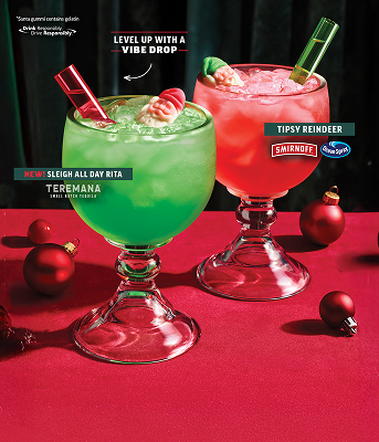 Image of Applebee's Holiday Cocktails | Must be 21+. Void where prohibited. Tax & gratuity excluded. Dine-in only. Participation may vary. While supplies last. Drink & Drive Responsibly. Gummi Santa contains gelatin. ©2025 Applebee’s Restaurants LLC