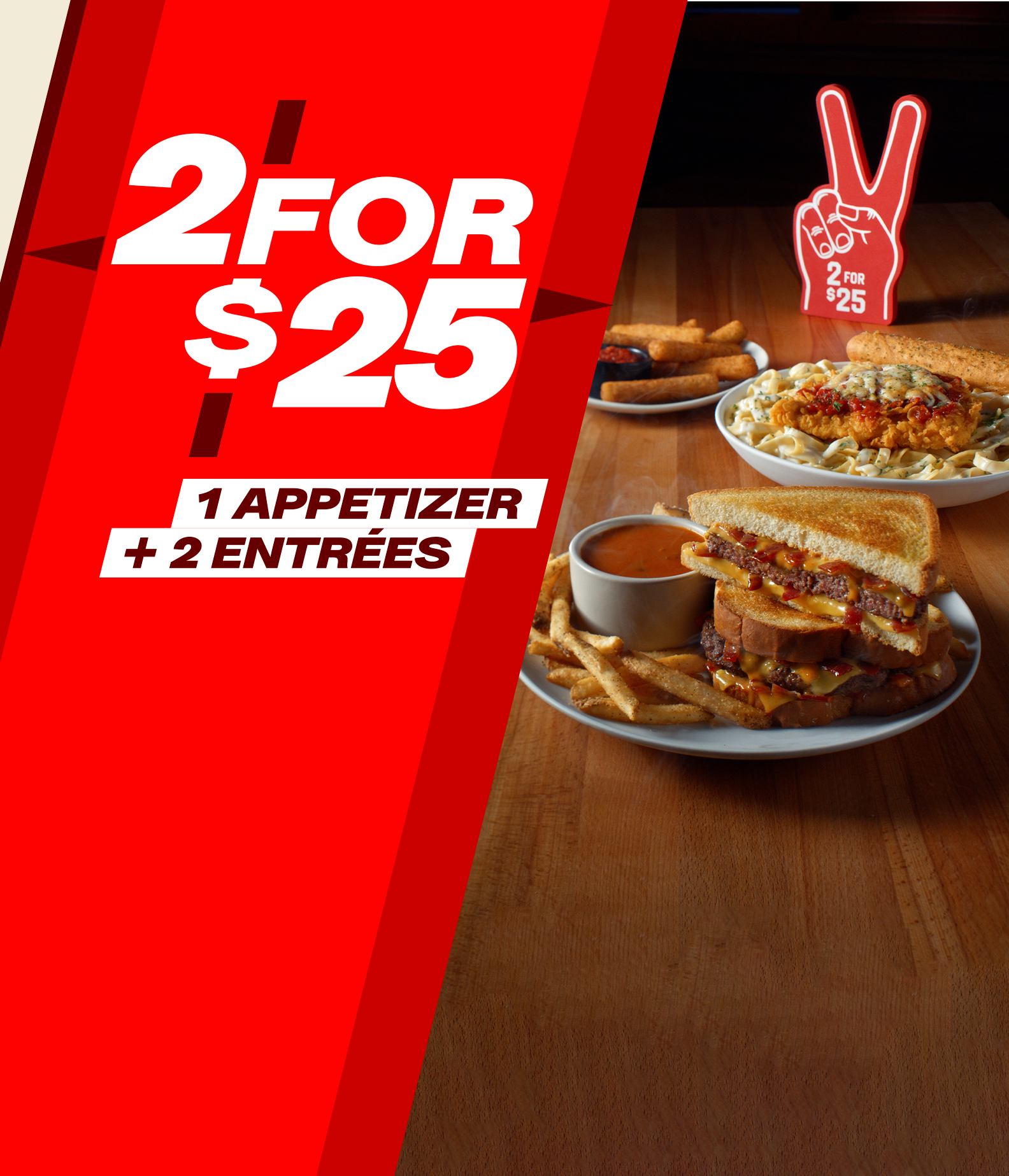 Image of Applebee's® 2 for $25 with 3 New Entrees - Order Today! | Limited time. Price, participation and selection may vary. Tax and gratuity excluded. © 2025 Applebee's Restaurants LLC