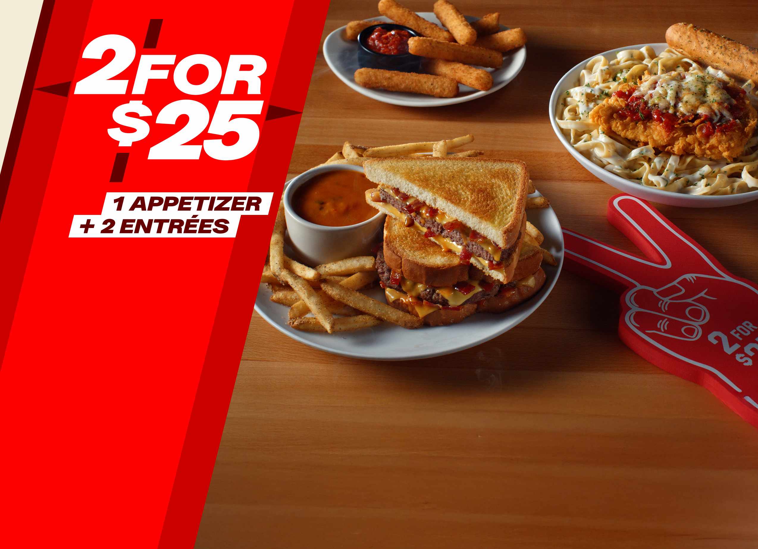 Image of Applebee's® 2 for $25 with 3 New Entrees - Order Today! | Limited time. Price, participation and selection may vary. Tax and gratuity excluded. © 2025 Applebee's Restaurants LLC